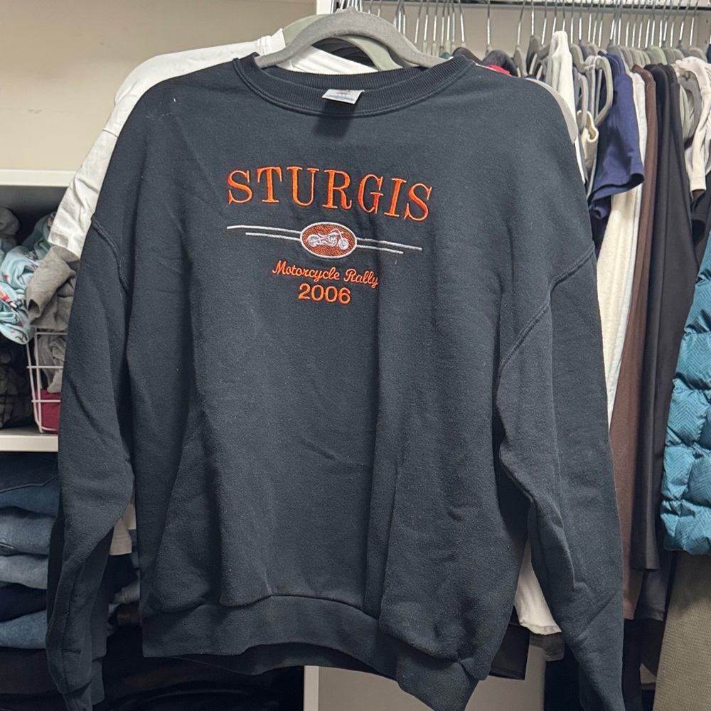 STURGIS Jerzees Black and Orange Crewneck Sweater